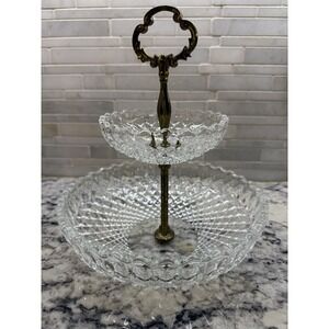 Vintage Walther GLAS 2-Tier Glass Crystal Server Carmen West Germany NEW